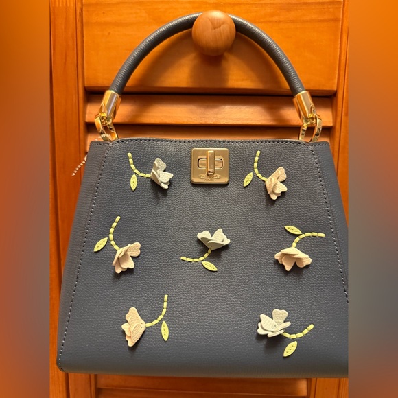 kate spade Handbags - Kate Spade Smokey Blue Floral Satchel